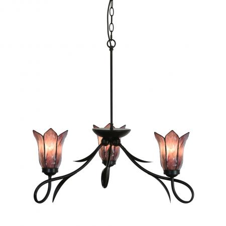 3 light Chandelier Lovely Gentian Purple