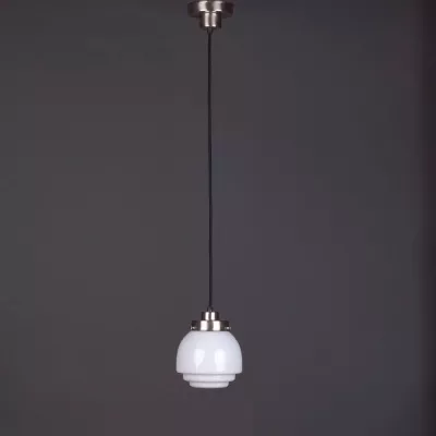 Pendelleuchte Deco Plain Armatur Vintage Schnür Kantig in Nickel Matt