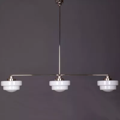 Hängelampe 3-Lichter Semi-Round Stepped Globe Mittenabstand 40+40 cm in Nickel