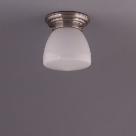 Deckenlampe School Globe Deckenplatte Gerundet  in Nickel Matt