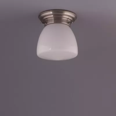 Deckenlampe School Globe Deckenplatte Gerundet  in Nickel Matt