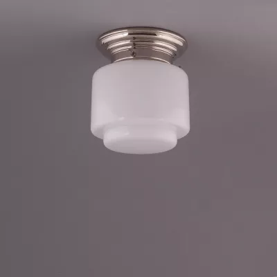 Deckenlampe Stufenzylinder Klein Deckenplatte Gerundet  in Nickel