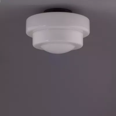 Deckenlampe Semi-Round Stepped Globe Deckenplatte Recht  in Nickel