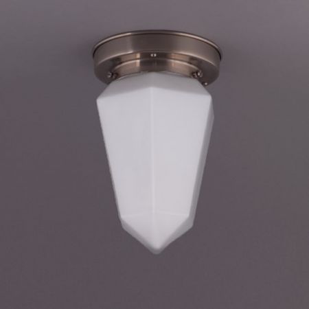 Deckenlampe Brillant Matt Opal Deckenplatte Kantig  in Nickel Matt