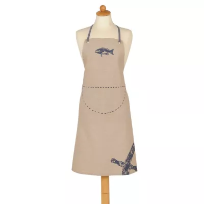 Clayre & Eef Schürze mit Fischmotiv beige 70*85cm