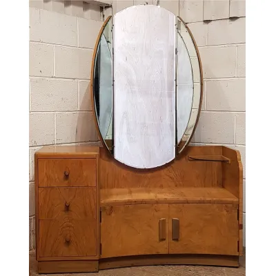 Art Deco Frisierkommode Antik – Eleganter Schminktisch mit Spiegel und Schubladen