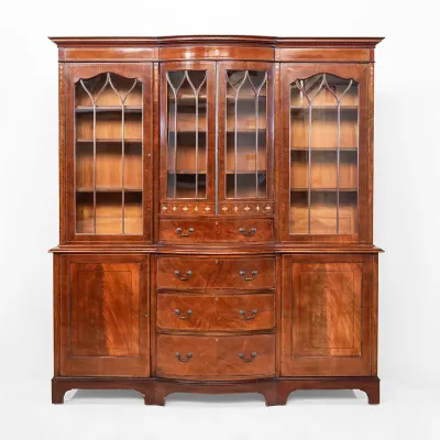 Victorian Inlay Bowfront Bookcase