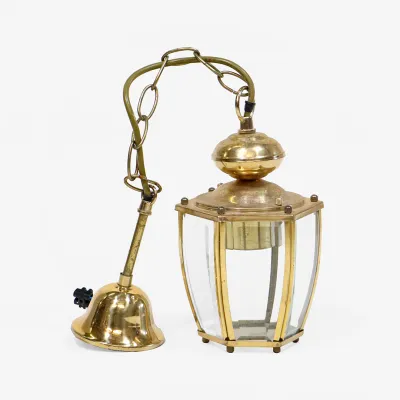 Vintage Messing Hängelaterne – klassische Hängelampe aus Glas und Messing (2er-Set)