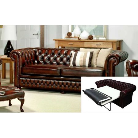 Chesterfield Schlafsofa "Austin" 3-Sitzer Original Schlafsofa englisch (Matratze: 115cm)