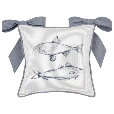 Clayre & Eef Boat and Fish Stuhlkissen Kissenbezug Kissenhülle Kissen ca. 40 x 40 cm
