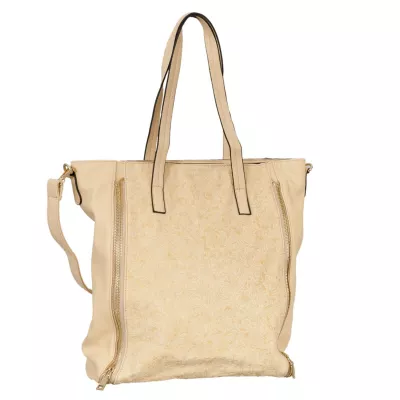 Clayre & Eef Handtasche Kunstleder beige gemustert ca. 41 x 37 cm