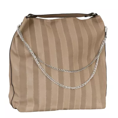 Clayre & Eef Handtasche Kunstleder beige gestreift ca. 39 x 40 cm