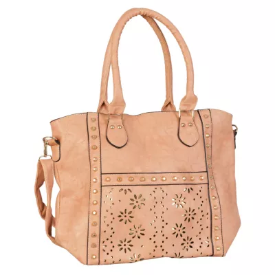 Clayre & Eef Tasche Handtasche Kunstleder beige ca. 33 x 41 cm