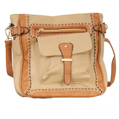 Clayre & Eef Tasche Handtasche Umhängetasche Kunstleder braun ca. 26 x 24 cm