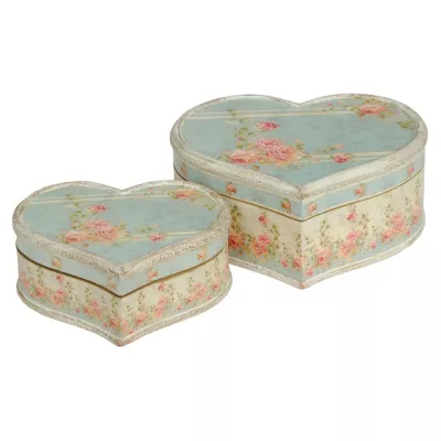 Clayre & Eef Schachteln in Herzform Rose