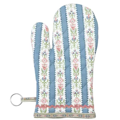 Clayre & Eef Ofenhandschuh blau mit Rosenmuster