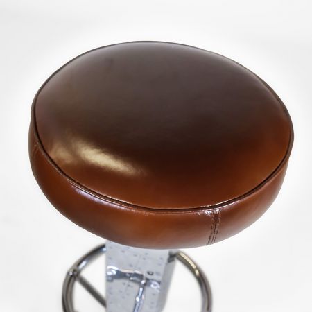 Art Déco "D. Clipper" Barhocker Tabacco Braun, Aluminium Barhocker, glänzender Barhocker, Flugzeug Optik Glanz