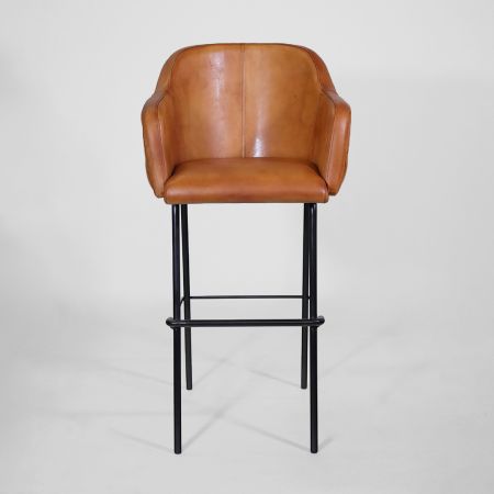 Barhocker Belle, Büffelleder, cognac