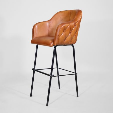 Barhocker Belle, Büffelleder, cognac