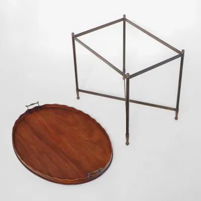 Antiker Beistelltisch mit Messing Untergestell tablett