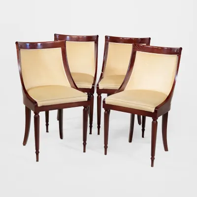 Mahagoni Esszimmerstühle im Empire Stil – 4er Set Gondelstühle