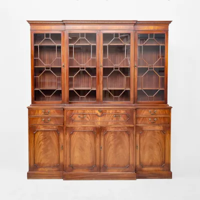 Eleganter englischer Breakfront Bookcase aus Mahagoni