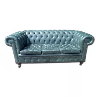 "Burlington Chesterfield" Klassisches englisches Buttonseat Sofa Chesterfield Echtleder