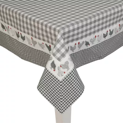 Clayre & Eef Tischdecke mit Deckelmuster grau kariert 100*100cm
