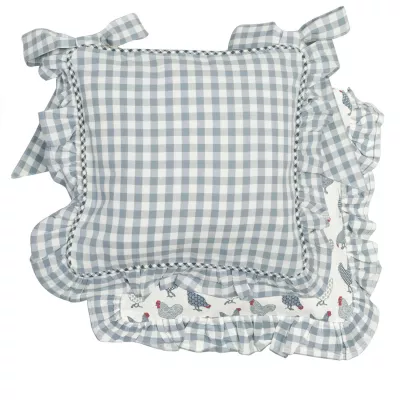 Clayre & Eef Stuhlkissen kariert blau 40*40cm