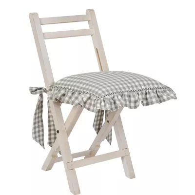 Clayre & Eef Stuhlkissen kariert grau 40*40cm