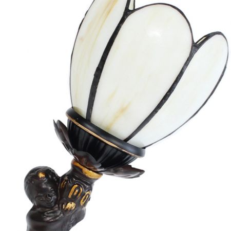Clayre & Eef Tiffany Tischlampe, Beige Glas Kunststoff Schreibtischlampe