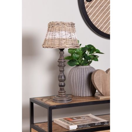 Clayre & Eef 6LMP774 Lampenfuß Ø 12x37 cm Schwarz Grau Holz Rund