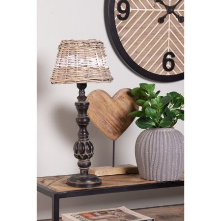 Clayre & Eef Lampenfuß Ø 13x41 cm Schwarz Holz Kunststoff Rund