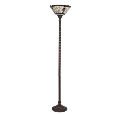 Clayre & Eef Tiffany Stehlampe Ø 38x186 cm  Beige Braun Glas Kunststoff Rechteckig Stehender Lampe Glasmalerei