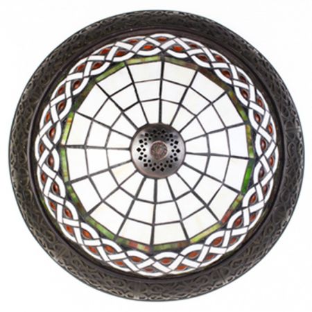 Clayre & Eef 5LL-6266 Tiffany Deckenleuchte Ø 38 cm Braun Beige Kunststoff Glas Rund Deckenlampe