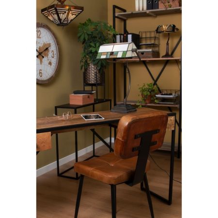 Clayre & Eef Tiffany Deckenleuchte 31x31x43 cm Grün Glas Quadratisch Deckenlampe