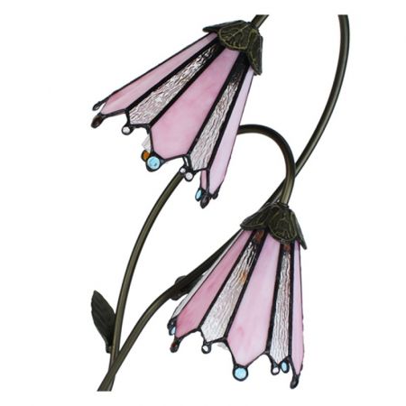 Clayre & Eef Tiffany Tischlampe 61 cm Braun Rosa Kunststoff Glas Schreibtischlampe Tiffany