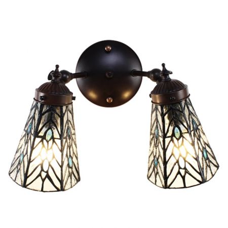 Clayre & Eef Tiffany Wandlampe 30x23x23 cm  Glas Metall Rund Wandleuchte Stimmungslampe