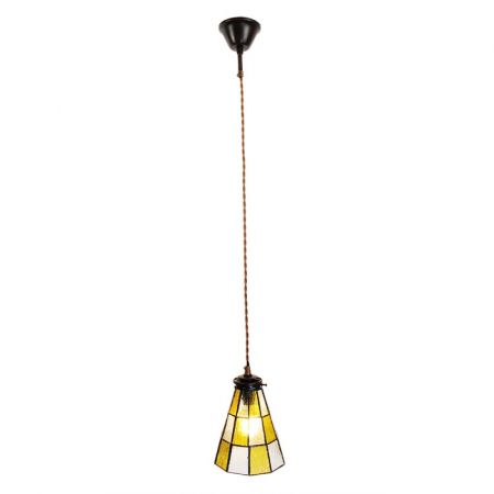 Clayre & Eef Hängelampe Tiffany Ø 15x115 cm  Gelb Braun Glas Metall Hängelampe Esszimmer