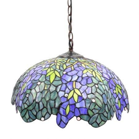 Clayre & Eef Hängelampe Tiffany Ø 45x126 cm  Blau Grün Glas Metall Hängelampe Esszimmer