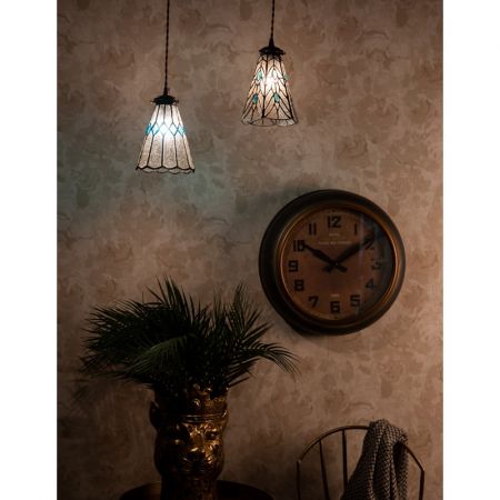 Clayre & Eef Hängelampe Tiffany Ø 15x115 cm  Glas Metall Rund Hängelampe Esszimmer