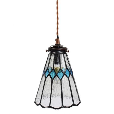 Clayre & Eef Hängelampe Tiffany Ø 15x115 cm  Glas Metall Rund Hängelampe Esszimmer