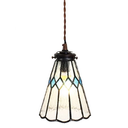 Clayre & Eef Hängelampe Tiffany Ø 15x115 cm  Glas Metall Rund Hängelampe Esszimmer