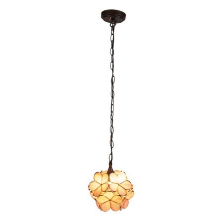 Clayre & Eef Hängelampe Tiffany 21x21x17/90 cm  Rosa Gelb Glas Blumen Hängelampe Esszimmer