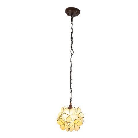 Clayre & Eef Hängelampe Tiffany 21x21x17/90 cm  Beige Glas Blumen Hängelampe Esszimmer