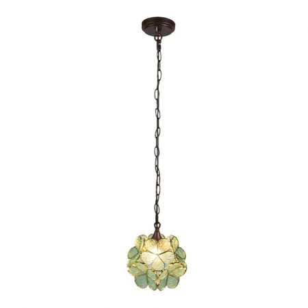 Clayre & Eef Hängelampe Tiffany 21x21x17/90 cm  Grün Glas Hängelampe Esszimmer