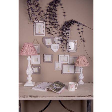 Clayre & Eef Lampenschirm Ø 25x16 cm Rosa Weiß Baumwolle Synthetisch