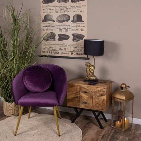 Clayre & Eef Tischlampe Buddha Ø 26x54 cm Goldfarbig Schwarz Kunststoff