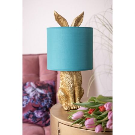 Clayre & Eef Tischlampe Kaninchen Ø 20x43 cm Goldfarbig Grün Kunststoff Schreibtischlampe