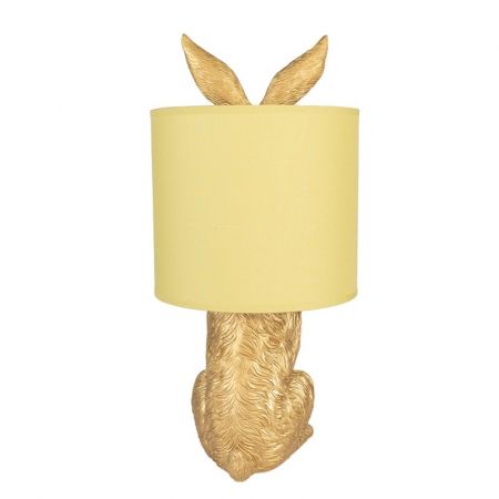 Clayre & Eef Tischlampe Kaninchen Ø 20x43 cm Goldfarbig Kunststoff Schreibtischlampe